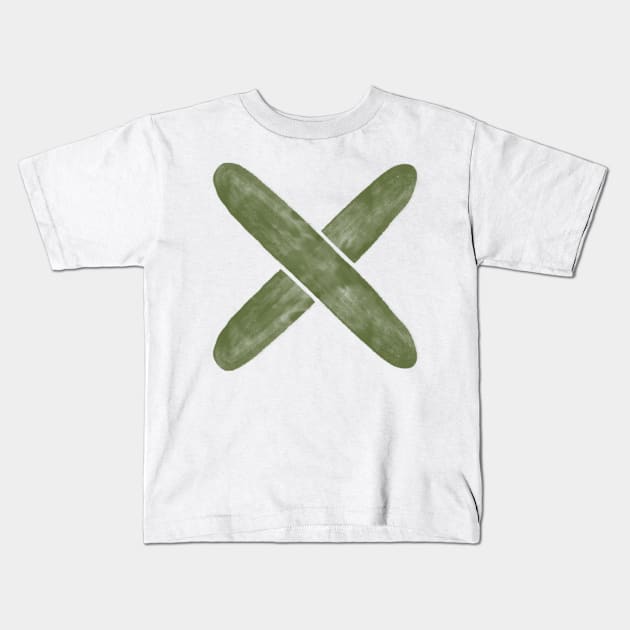 Watercolour textured Green Cross Kids T-Shirt by FrancesPoff